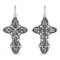Крест из чернёного серебра с фианитами - 3,2 см