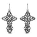 Крест из чернёного серебра с фианитами - 3,2 см