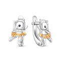 Серьги детские из серебра с позолотой родированные - Лошадки