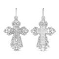 Крест из серебра с фианитами родированный - 3,3 см