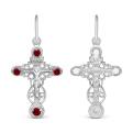 Крест из серебра с фианитами родированный - 2,8 см