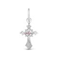Крест из серебра с фианитом родированный - 2,6 см