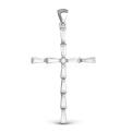 Подвеска крест из серебра с фианитами родированная