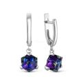 Серьги из серебра с кристаллами Swarovski Фиолетовый переливающийся родированные