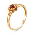 Кольцо из золочёного серебра с нат. рубином