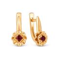 Серьги из золочёного серебра с нат. рубинами