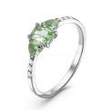 Кольцо из серебра с празиолитом и фианитами родированное