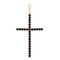 Подвеска из золочёного серебра с натуральной чёрной шпинелью - Крест