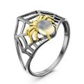 Кольцо из серебра с эфиопским опалом и золочением родированное - Паук