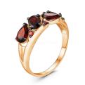 Кольцо из золочёного серебра с нат.гранатом и родированием