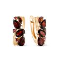 Серьги из золочёного серебра с нат.гранатом и родированием