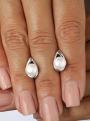 Серьги из серебра с культ. жемчугом родированные