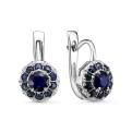 Серьги из серебра с сапфиром родированные