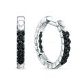 Серьги из серебра с чёрными фианитами родированные