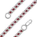 Браслет из серебра с красными фианитами родированный - Бисмарк