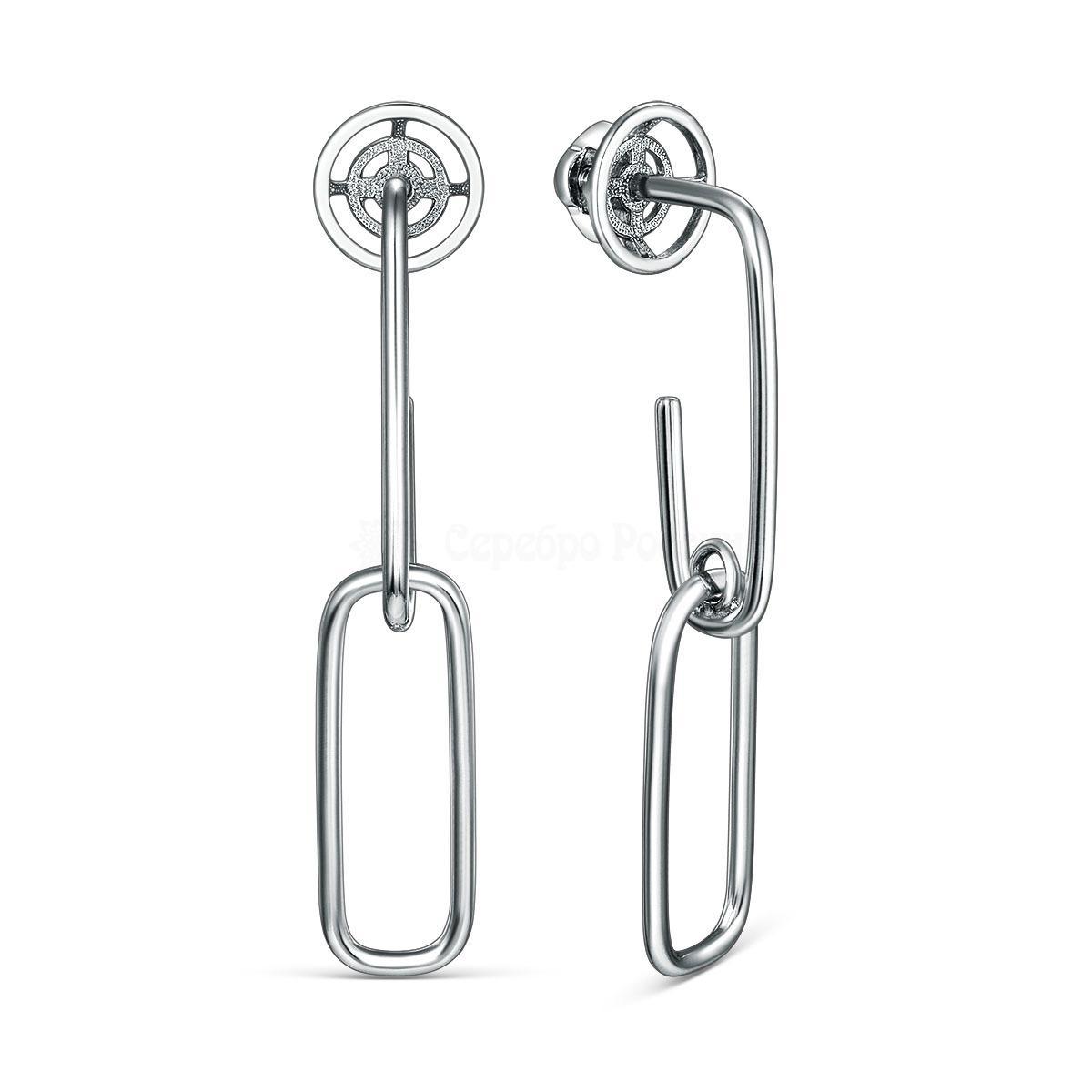 Серьги-пусеты из серебра родированные - Скрепки