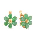 Серьги из золочёного серебра с нат.изумрудом