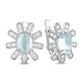 Серьги из серебра с нат.Sky топазом и фианитами родированные