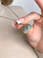 Подвеска двойная из чернёного серебра с золочением - святой Николай Чудотворец, Ангел Хранитель (внутри молитва Отче наш)