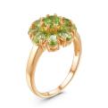 Кольцо из золочёного серебра с нат. хризолитом
