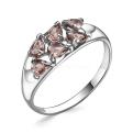 Кольцо из серебра с пл.кварцем цв.морганит родированное