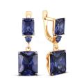 Серьги из золочёного серебра с пл.кварцем танзанит