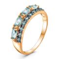Кольцо из золочёного серебра с пл.кварцем цв.swiss топаз и родированием