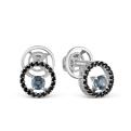 Серьги-пусеты из серебра с нат.лондон топазом и фианитами родированные