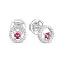 Серьги-пусеты из серебра с натуральным розовым топазом и фианитами родированные