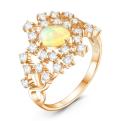 Кольцо из золочёного серебра с нат.эфиопским опалом и фианитами