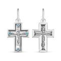 Крест из серебра с фианитами родированный - 2,7 см