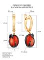 Серьги из золочёного серебра с нат. кораллом, фианитами и родированием