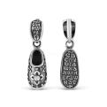 Подвеска из чернёного серебра с фианитом - тапочка св.Спиридона
