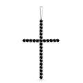 Подвеска из серебра с чёрной  шпинелью родированная - Крест