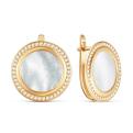 Серьги из золочёного серебра с нат. перламутром и фианитами