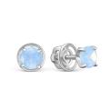 Серьги-пусеты из серебра с пл.кварцем цв.лунный голубой родированные
