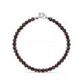 Браслет из серебра с нат. гранатом родированный