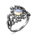 Кольцо из серебра с нат.эфиопским опалом и фианитами родированное