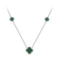 Колье из серебра с нат.малахитом родированное