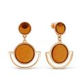 Серьги из золочёного серебра с нат.пресс.янтарём
