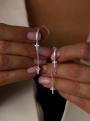 Серьги из серебра с фианитами родированные - Крестики, цепочки