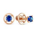 Серьги-пусеты из золочёного серебра с синт.синей шпинелью