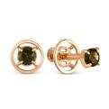 Серьги-пусеты из золочёного серебра с нат.турмалином