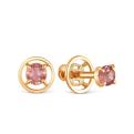 Серьги-пусеты из золочёного серебра с нат.турмалином мульти