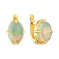 Серьги из золочёного серебра с нат.эфиопский опалом