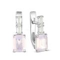 Серьги из серебра с пл.кварцем цв.лунный розовый и белый родированные