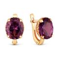 Серьги из золочёного серебра с корундом цв. александрит