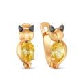 Серьги детские из золочёного серебра с фианитами