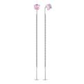 Серьги-продёвки из серебра с кристаллами Swarovski розовый мистик родированные