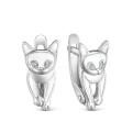 Серьги-детские из серебра с эмалью и фианитами родированные - Кошки